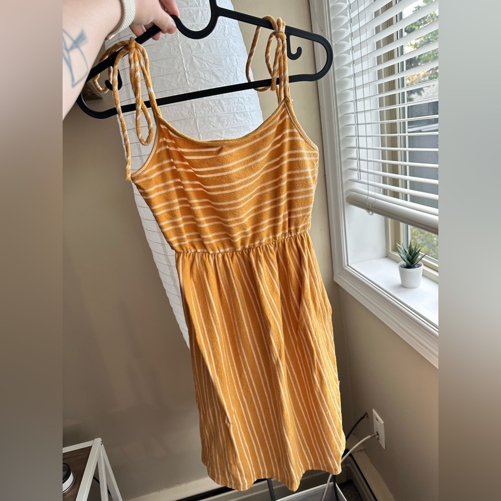 Caution to the Wind Yellow Striped Summer Dress - Picture 1 of 4